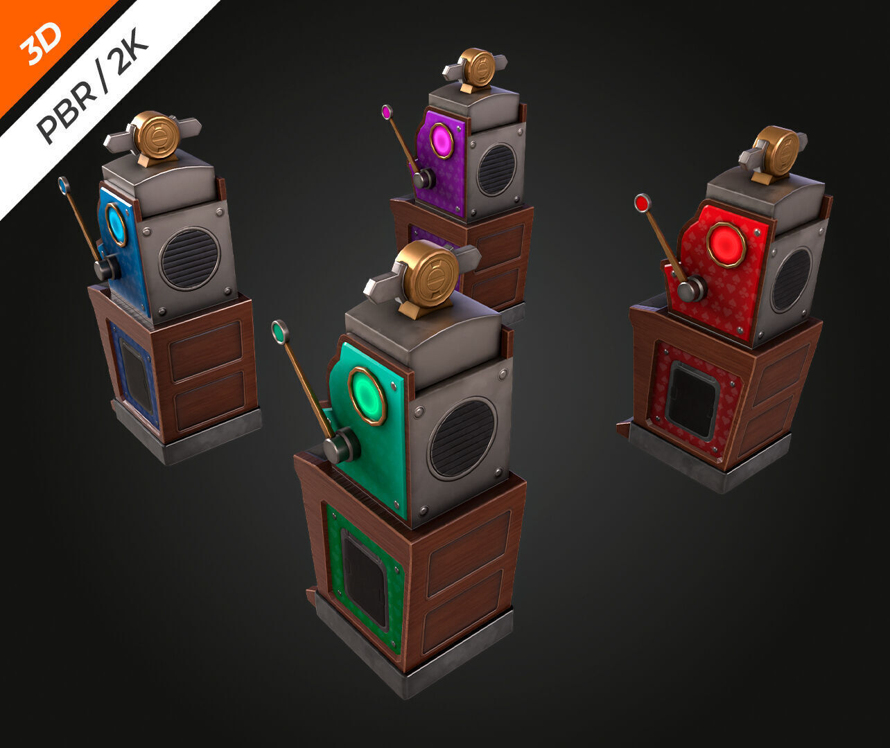 Slot Machine Low-poly 3D model_12