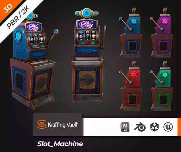 Slot Machine Low-poly 3D model