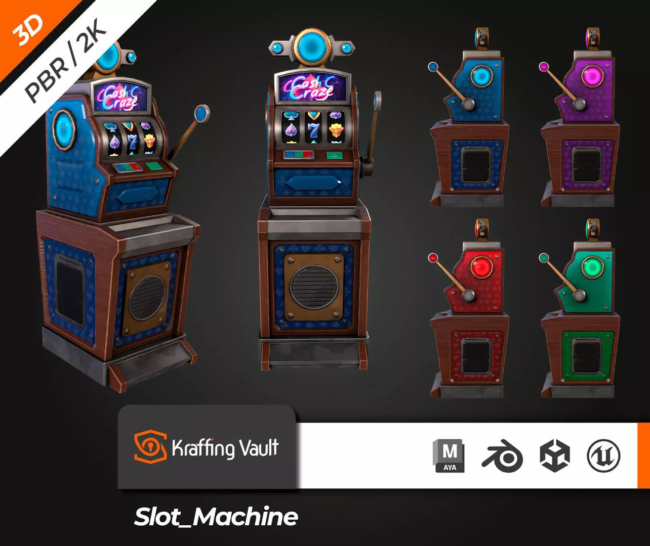 Slot Machine Low-poly 3D model_0
