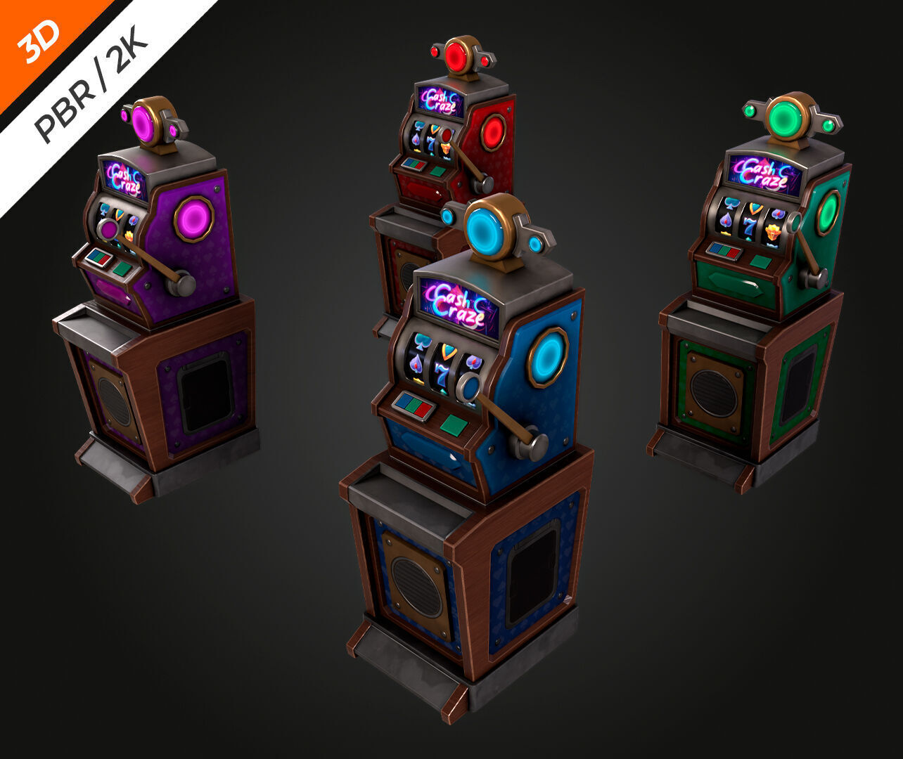 Slot Machine Low-poly 3D model_10