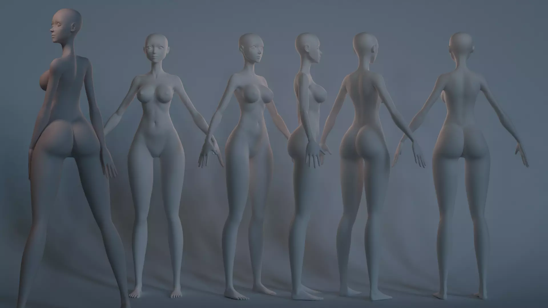 Stylized Girl Basemesh 3D model_0