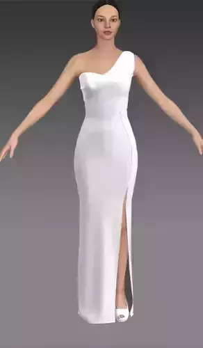 Dress white one soulder 