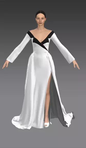 black and white collar dress Low-poly 3D model