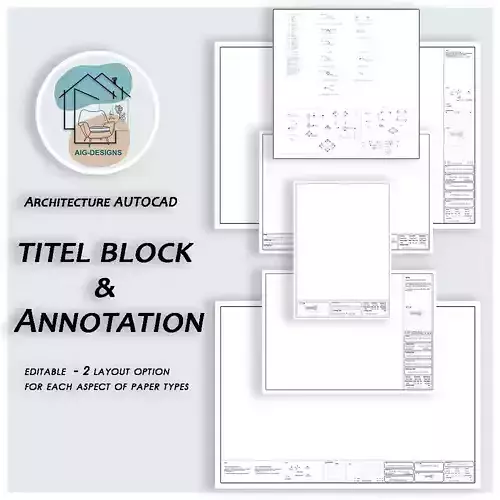 Architecture AutoCAD title block and annotation  3D model