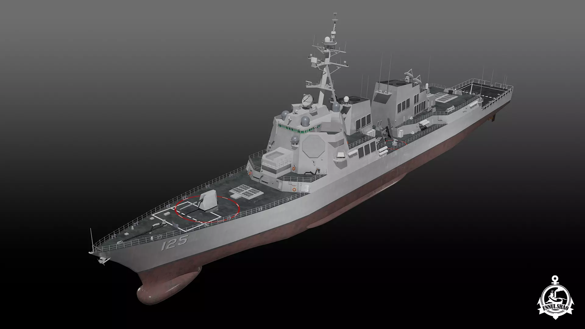 USS Jack H Lucas - Arleigh Burke Flight III gameready Low-poly 3D model