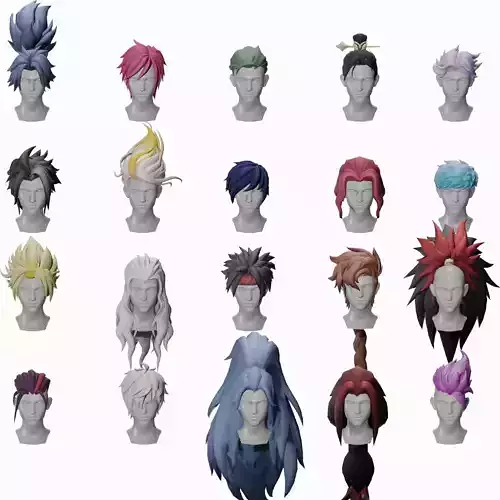 20 STYLIZED MALE HAIR MODELS PACK 4