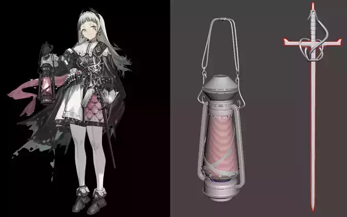 Irene Rapier Lantern and Handcannon from Arknights 3D print model