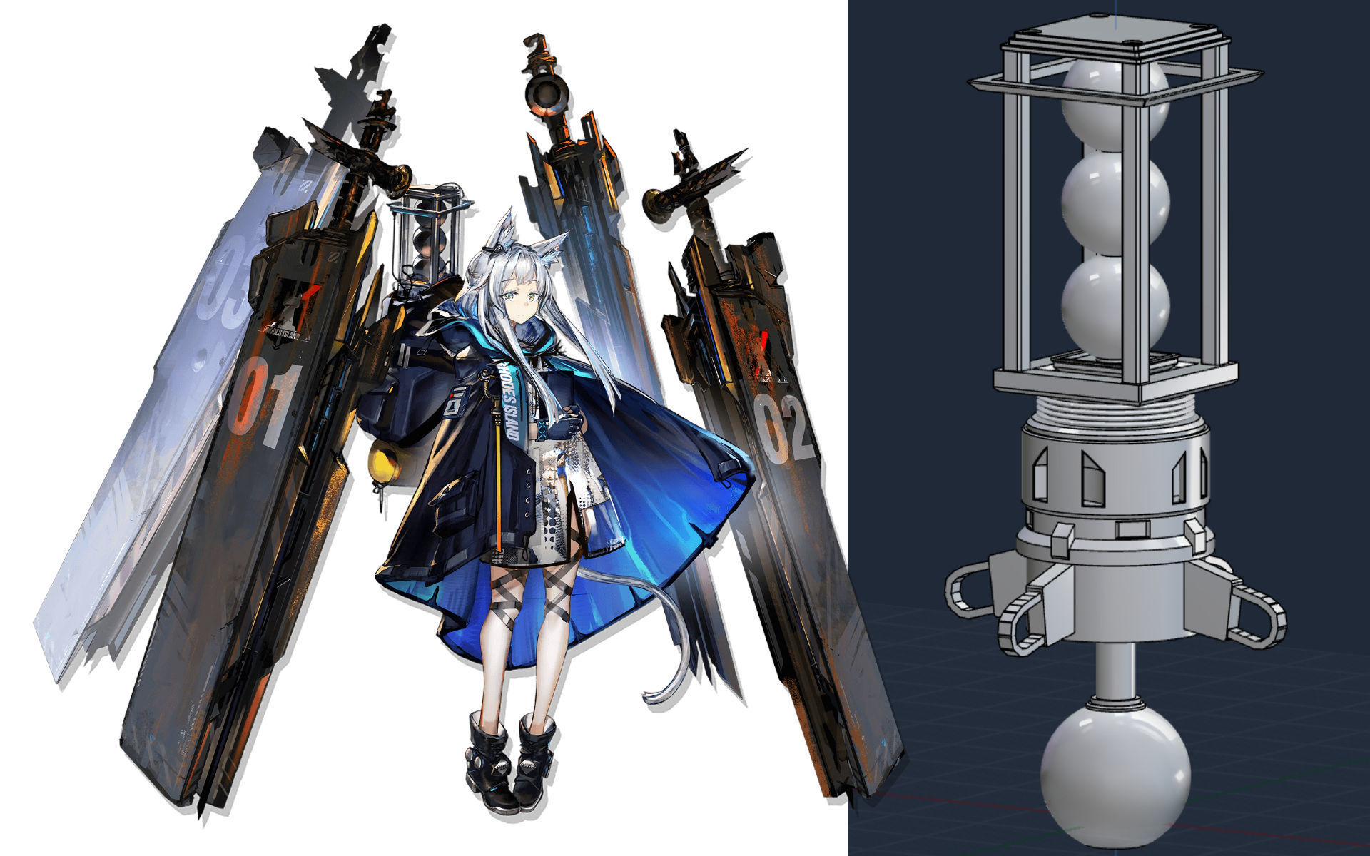 Rosmontis Backpack Attachment from Arknights 3D print model_4