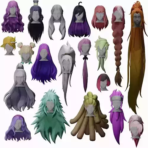 20 STYLIZED FEMALE HAIR MODELS PACK 4