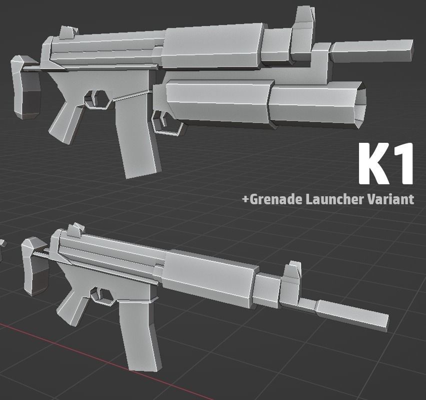 LOW POLY WEAPON PACK with Variants and Attachments Low-poly 3D model_12