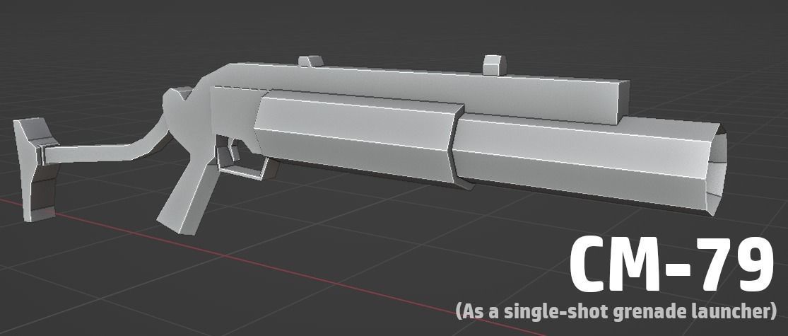 LOW POLY WEAPON PACK with Variants and Attachments Low-poly 3D model_9