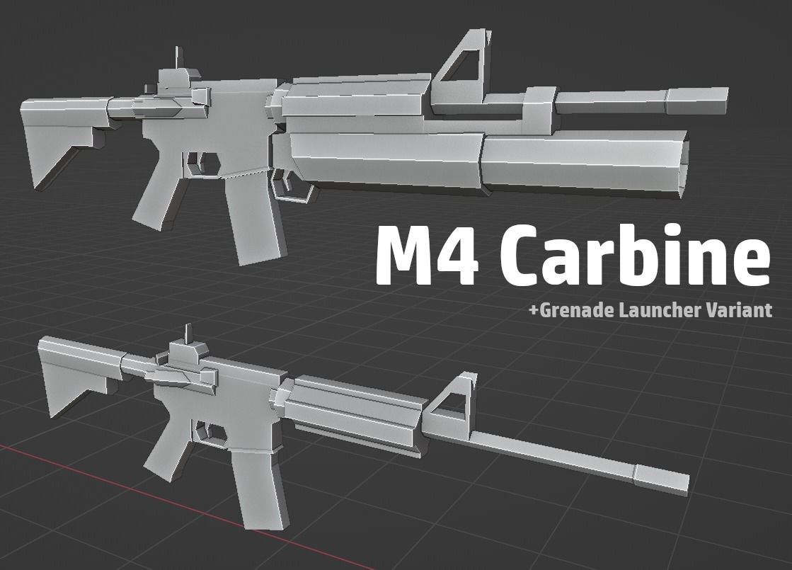 LOW POLY WEAPON PACK with Variants and Attachments Low-poly 3D model_13