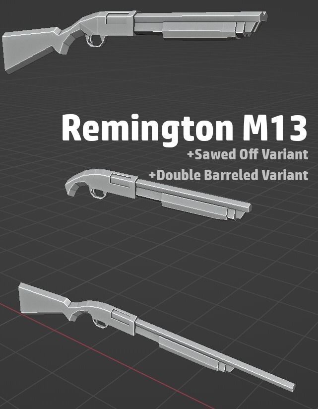 LOW POLY WEAPON PACK with Variants and Attachments Low-poly 3D model_19