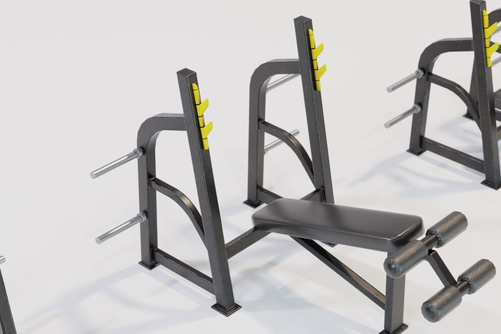Gym Benches Pack - Game Ready Low-poly 3D model_7