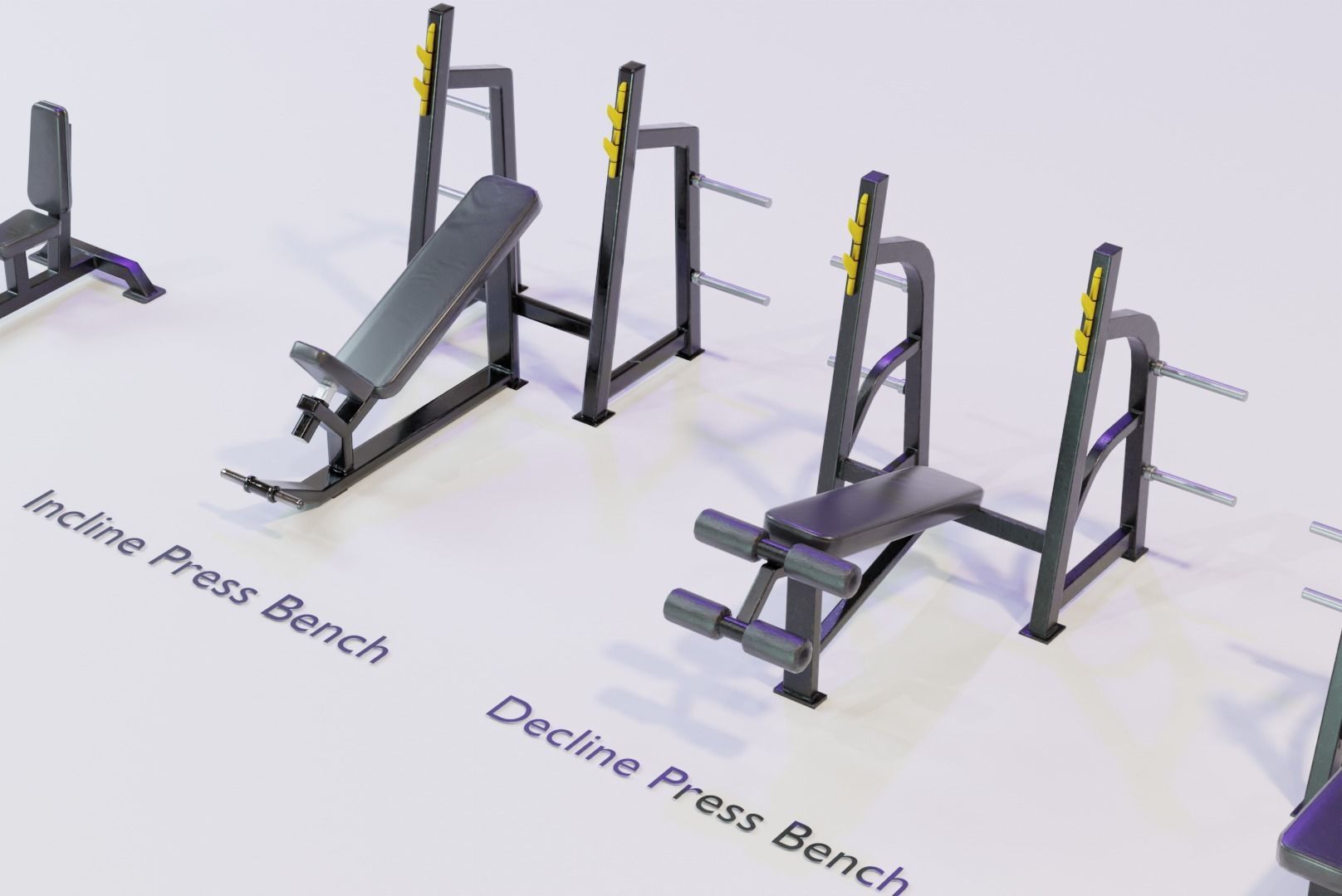 Gym Benches Pack - Game Ready Low-poly 3D model_2