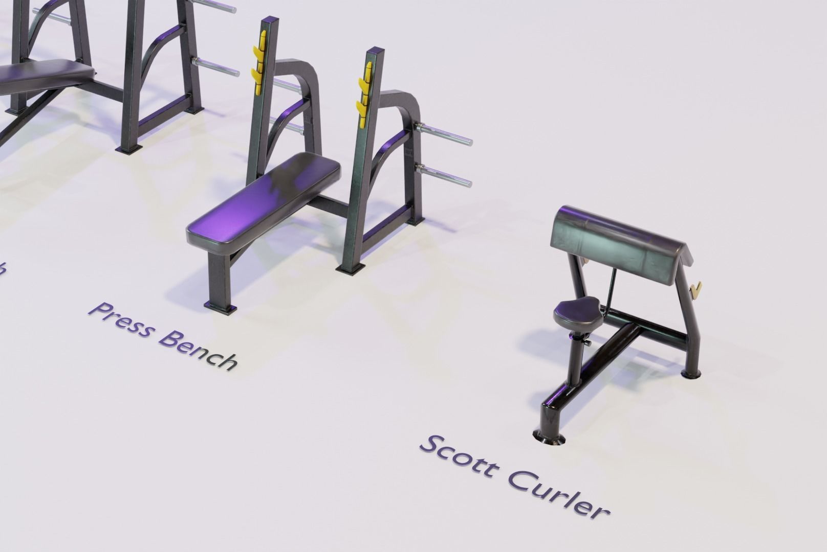 Gym Benches Pack - Game Ready Low-poly 3D model_3