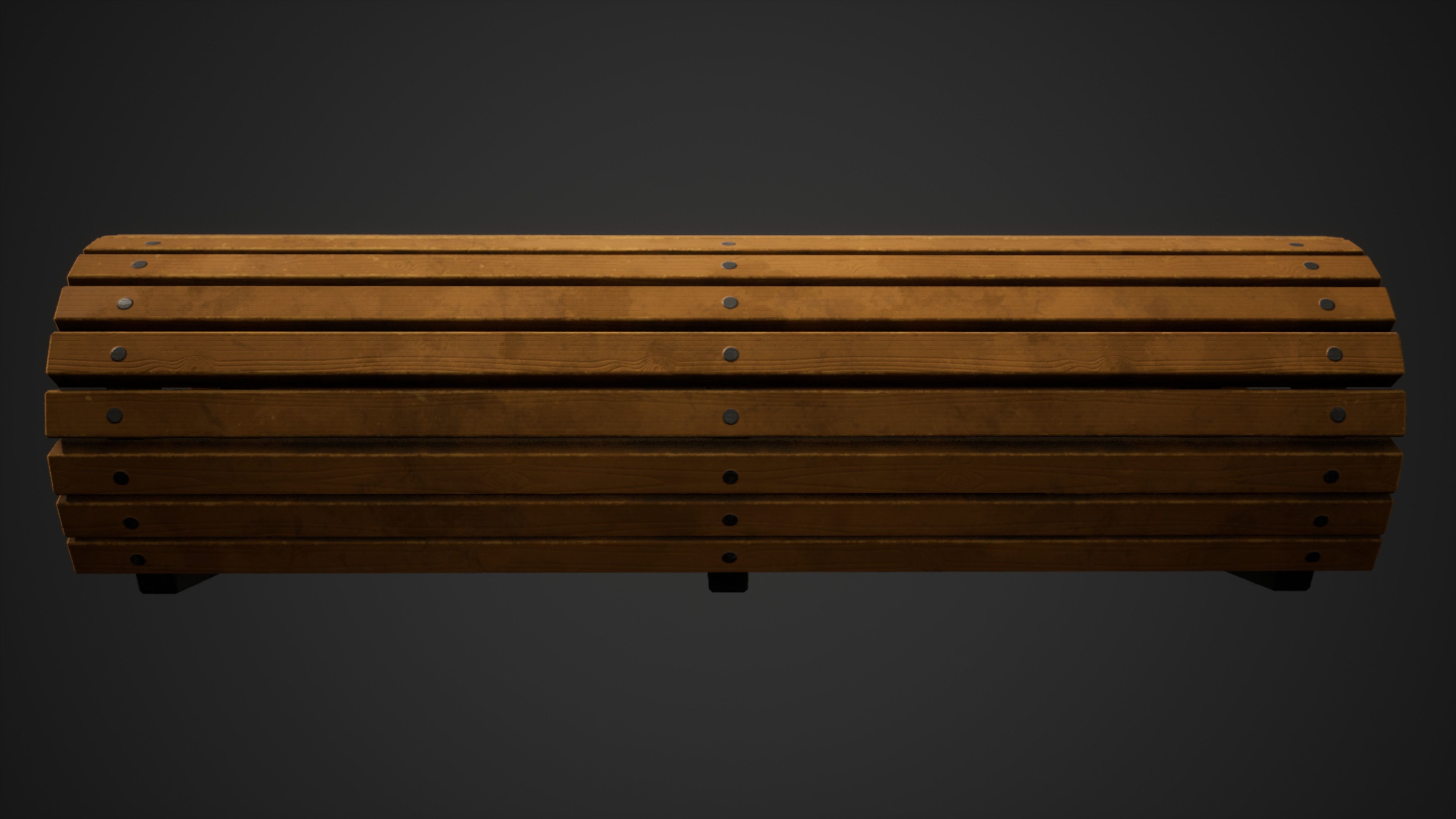 Stylized Park Bench Low-poly 3D model_5