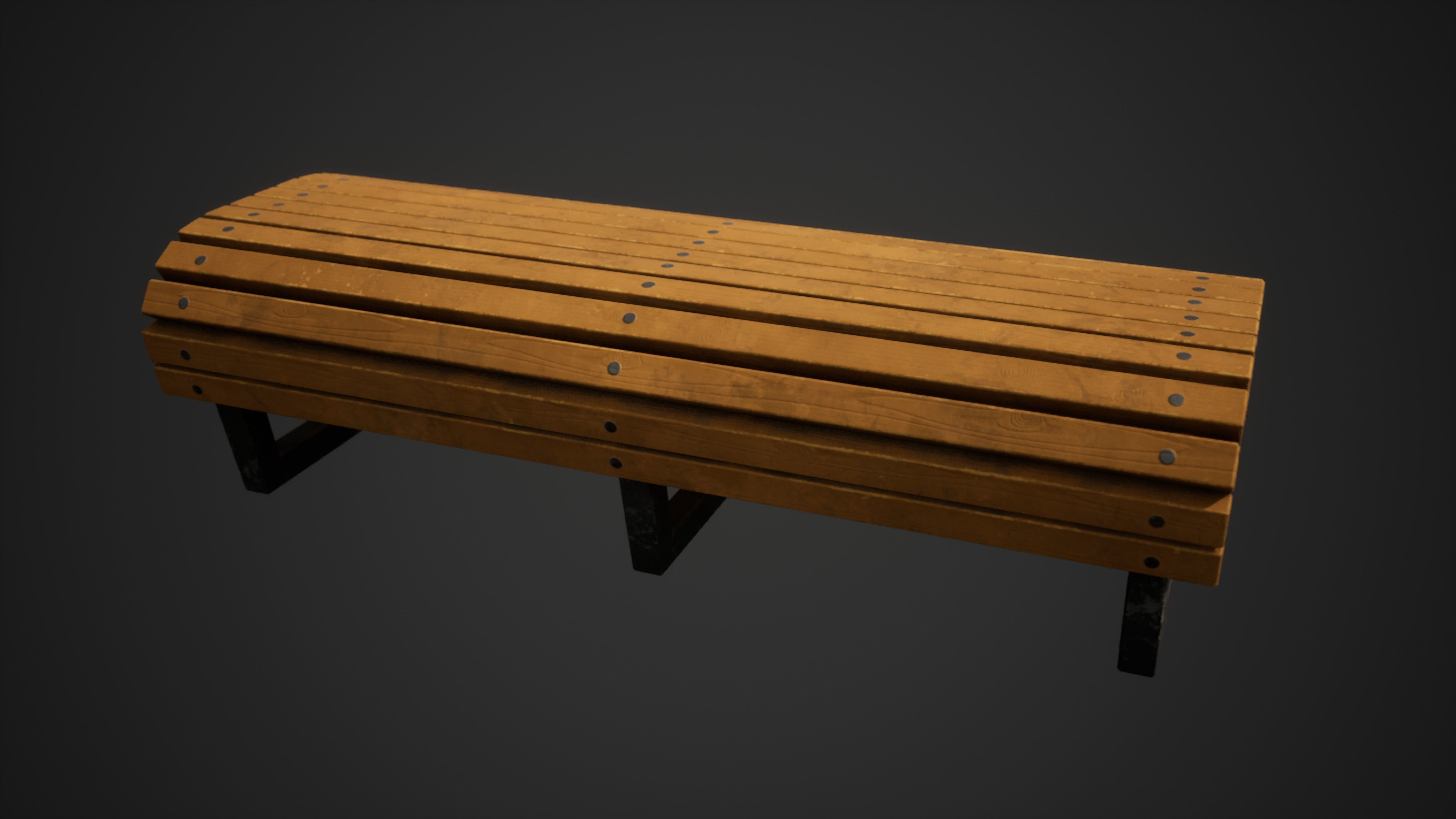 Stylized Park Bench Low-poly 3D model_1