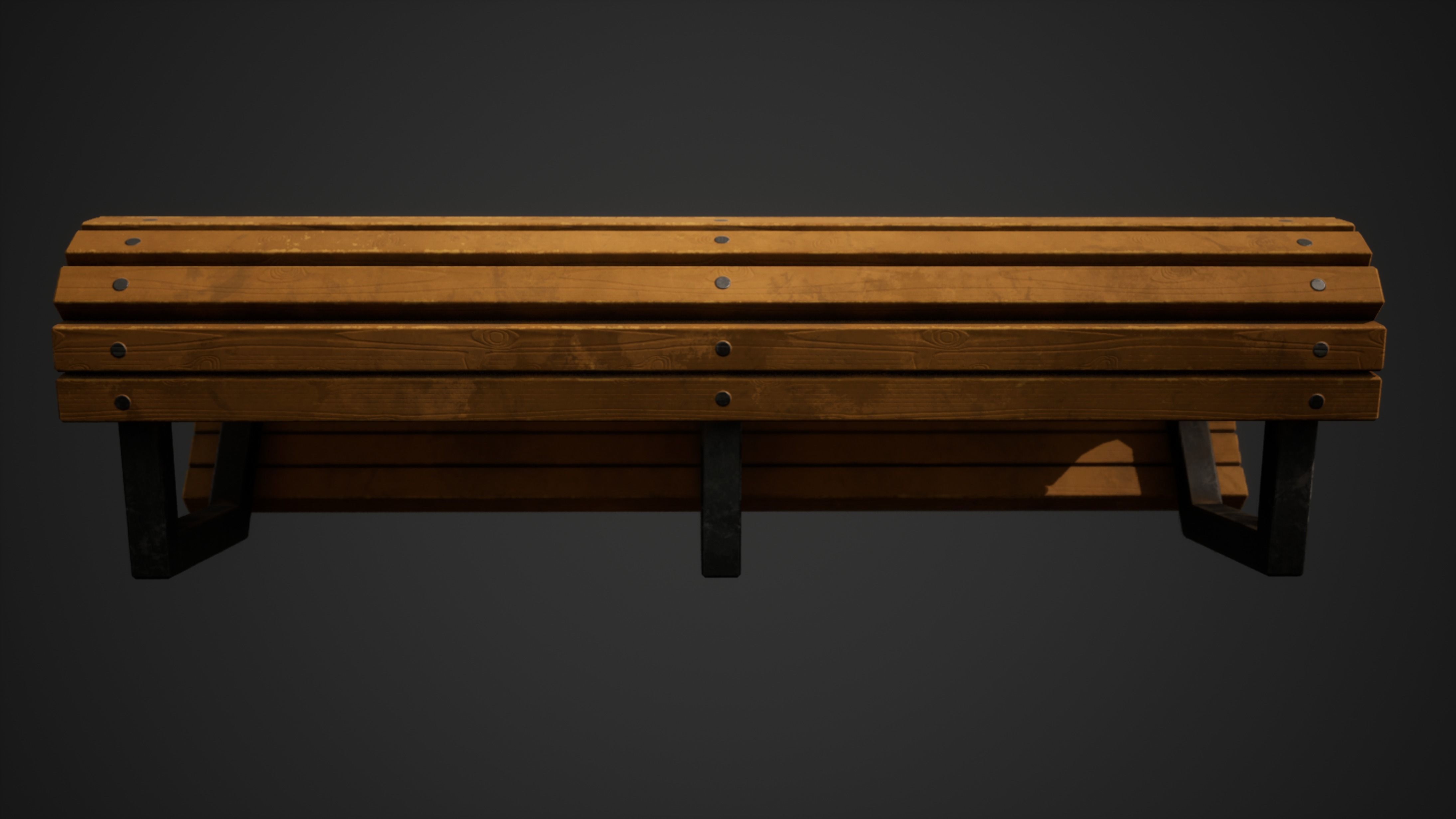 Stylized Park Bench Low-poly 3D model_6