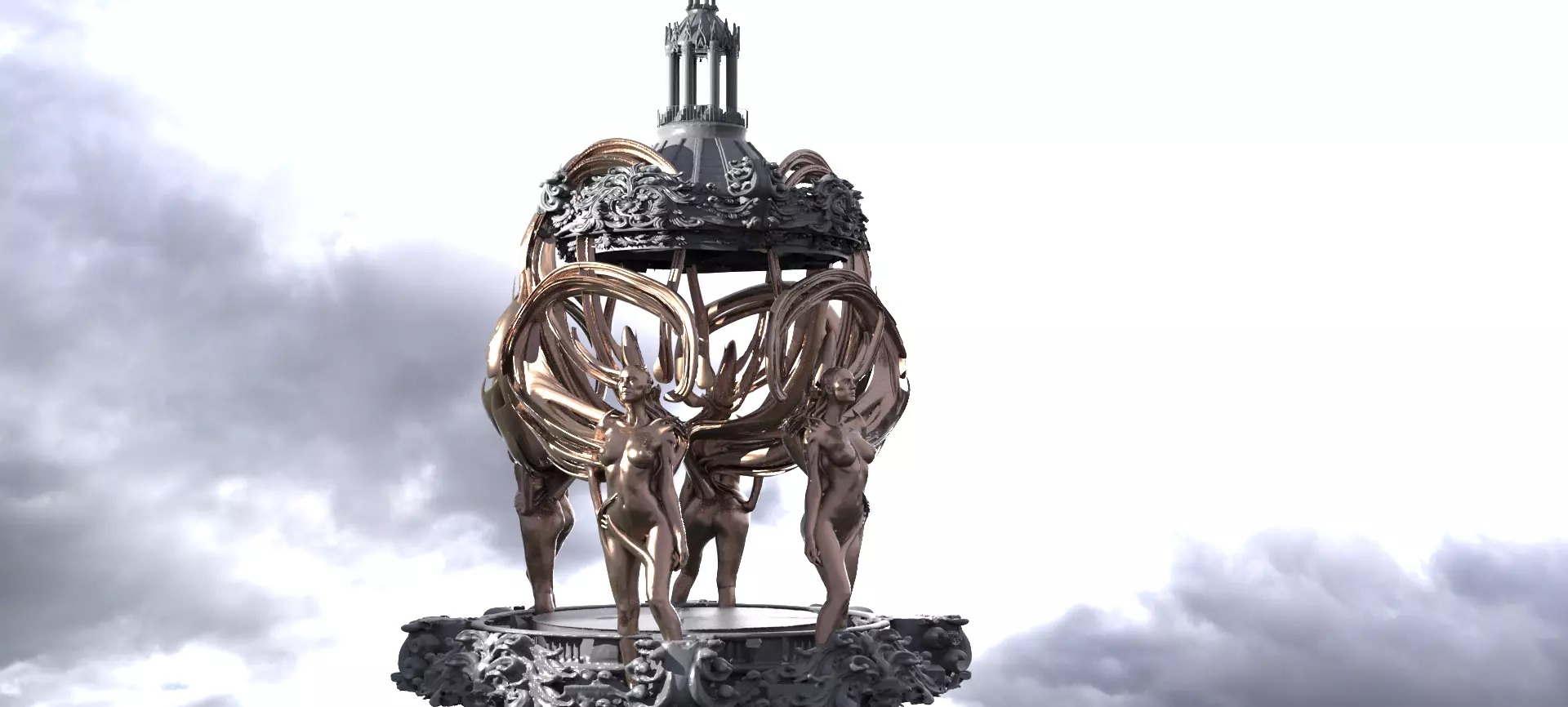 Art Deco Victorian Flower top  3D model_0