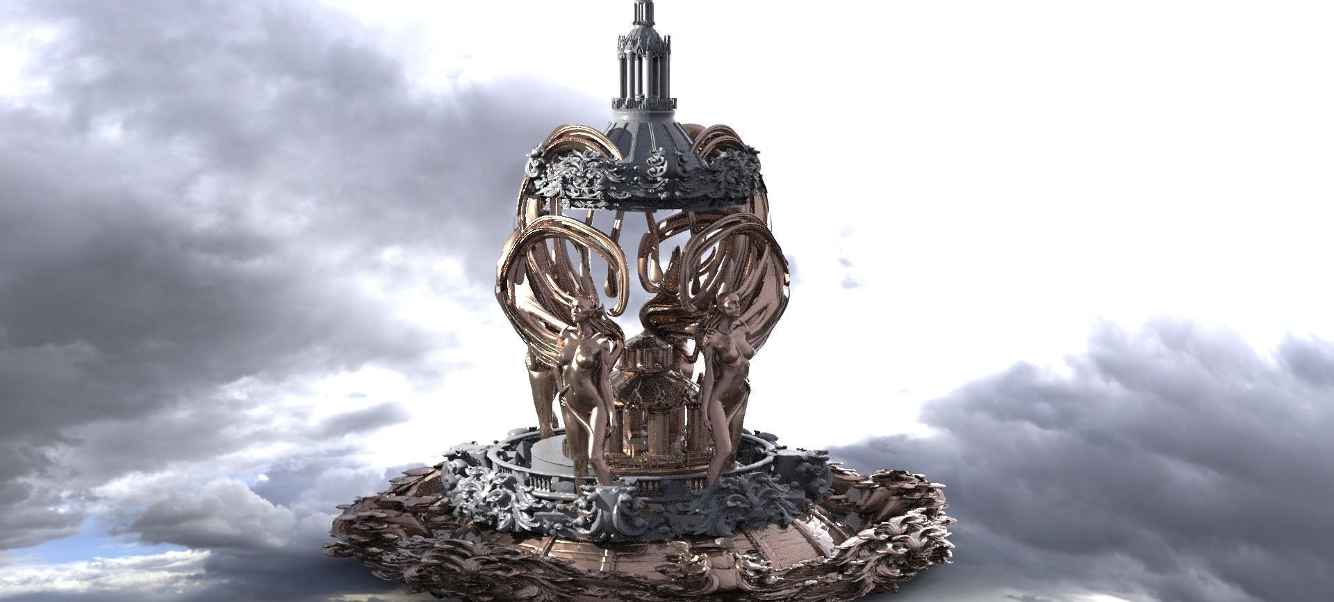 Art Deco Victorian fantasy architecture collection 3D model_12