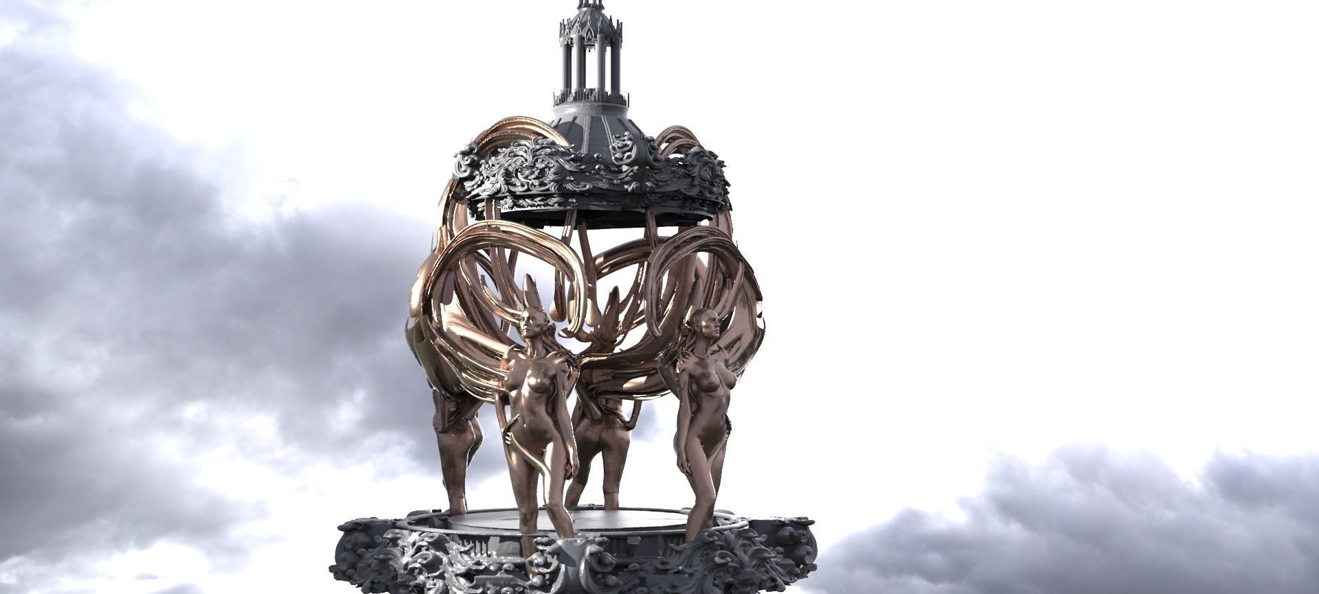 Art Deco Victorian fantasy architecture collection 3D model_11