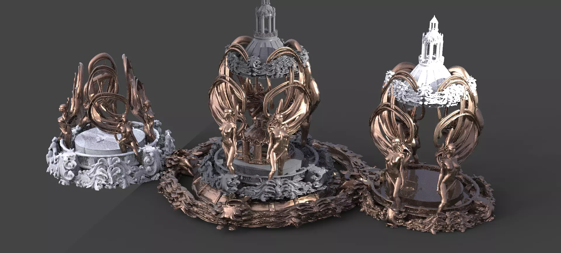 Art Deco Victorian fantasy architecture collection 3D model_0