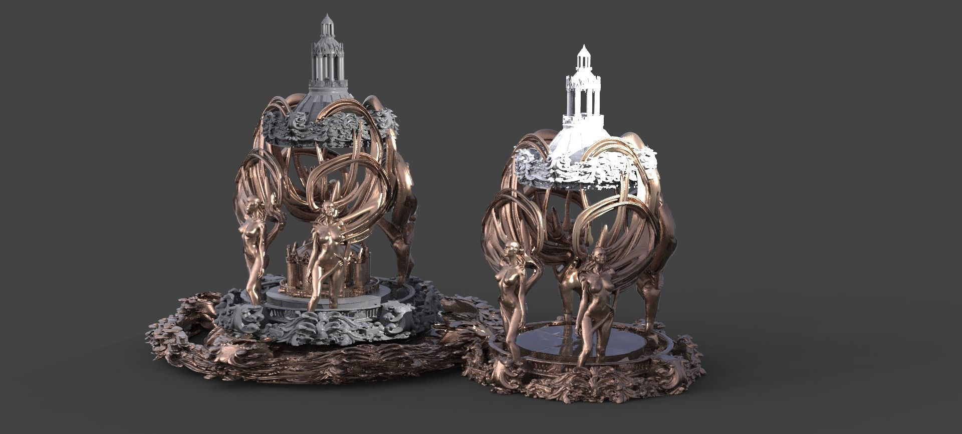 Art Deco Victorian fantasy architecture collection 3D model_10