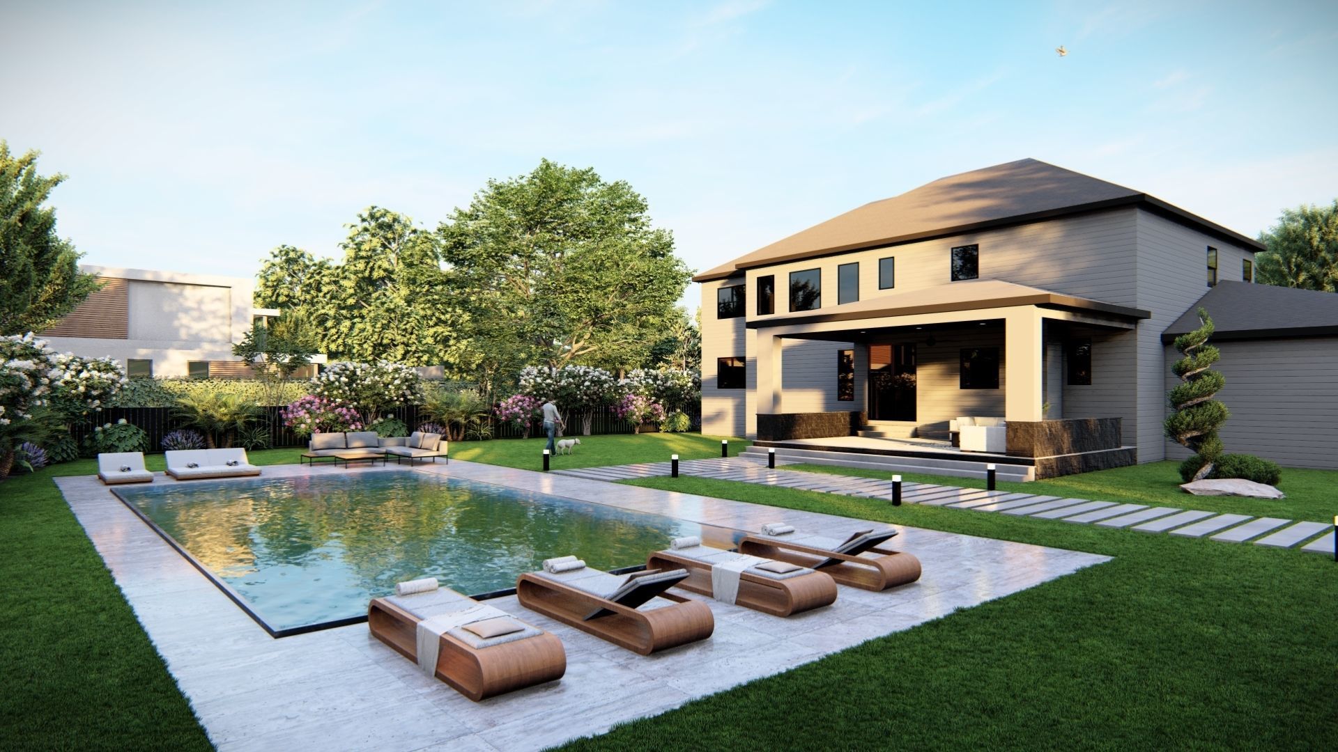  3D Exterior Scene 3D model design garden and landscape 3D model_2