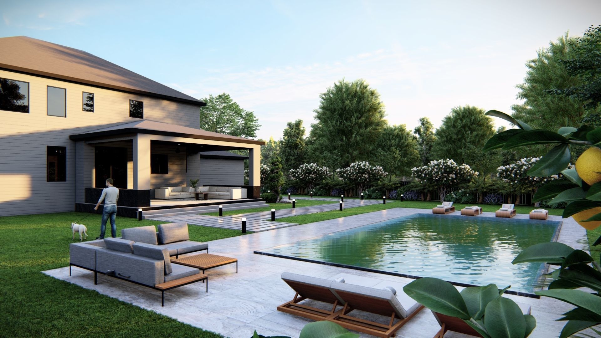  3D Exterior Scene 3D model design garden and landscape 3D model_4