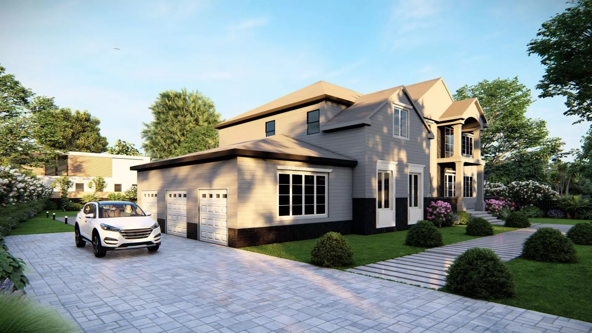  3D Exterior Scene 3D model design garden and landscape 3D model_0