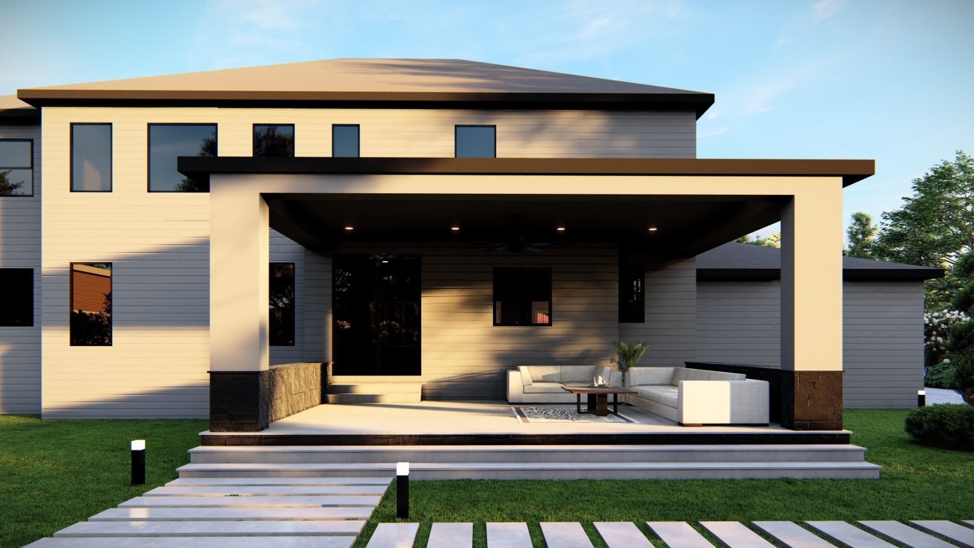  3D Exterior Scene 3D model design garden and landscape 3D model_7