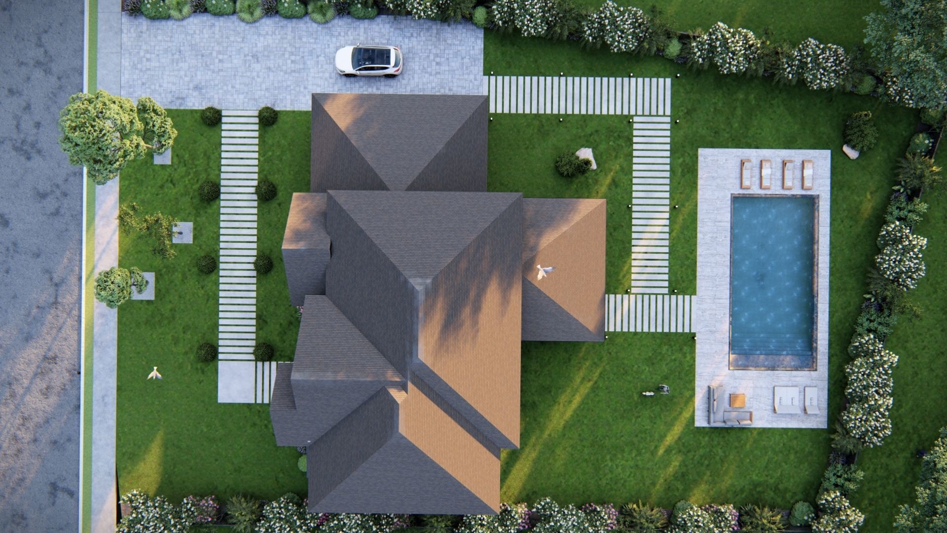  3D Exterior Scene 3D model design garden and landscape 3D model_6