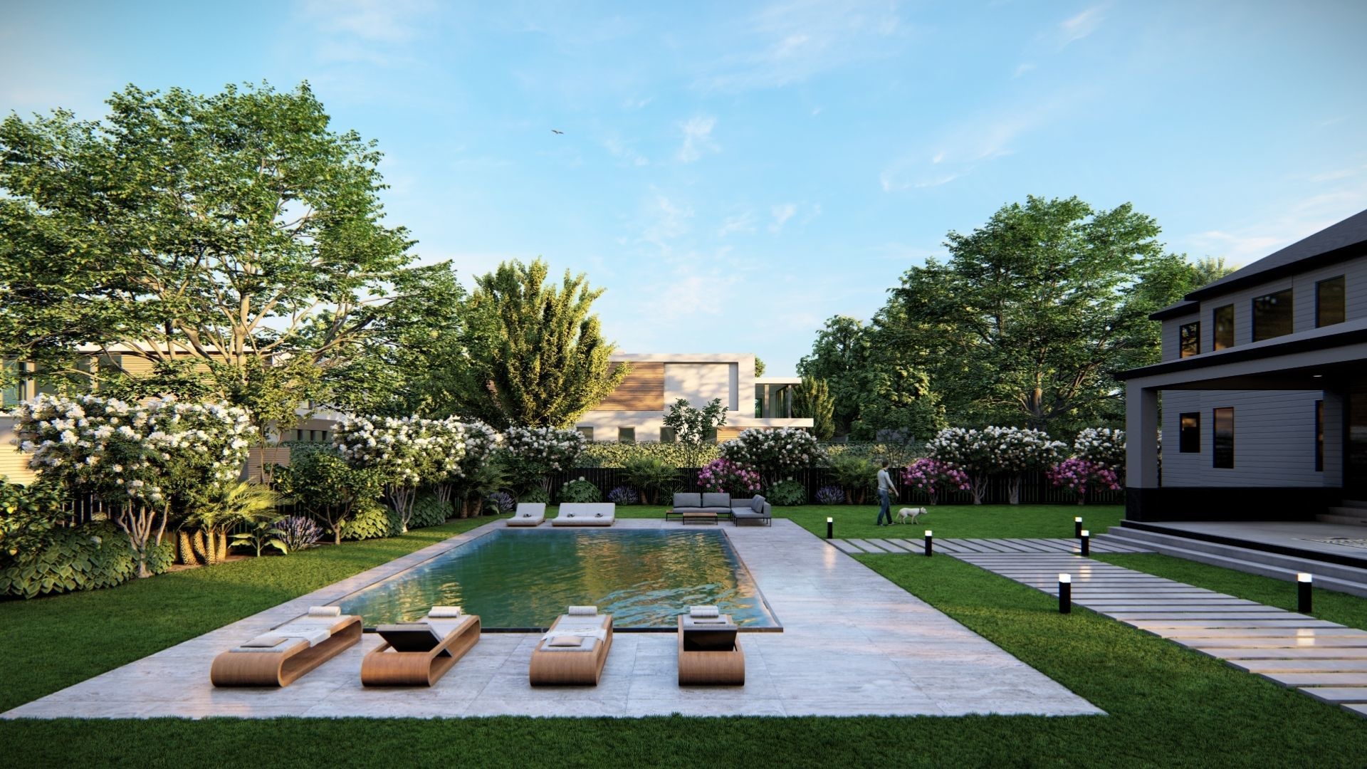  3D Exterior Scene 3D model design garden and landscape 3D model_1