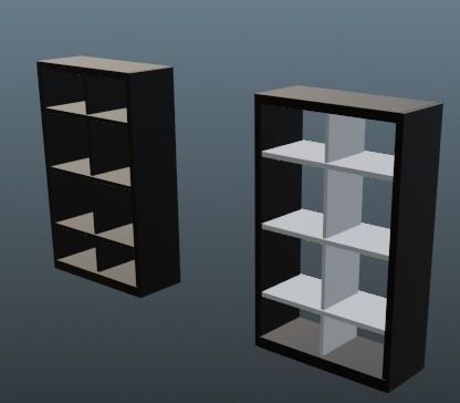 Bookshelves Low-poly 3D model_4