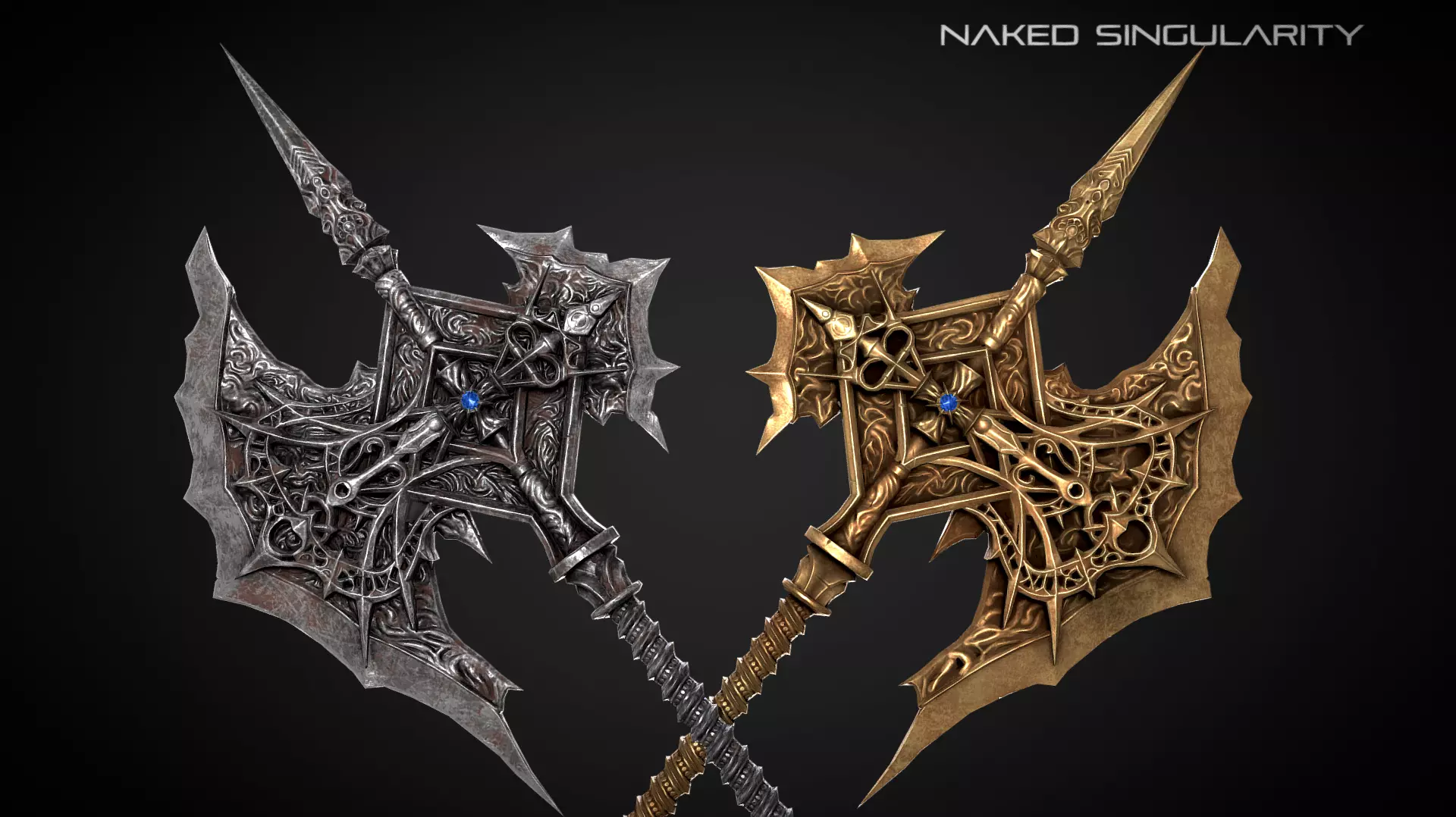 Divine Halberd Medieval dark fantasy weapon Low-poly 3D model_0