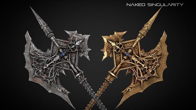 Divine Halberd Medieval dark fantasy weapon Low-poly 3D model