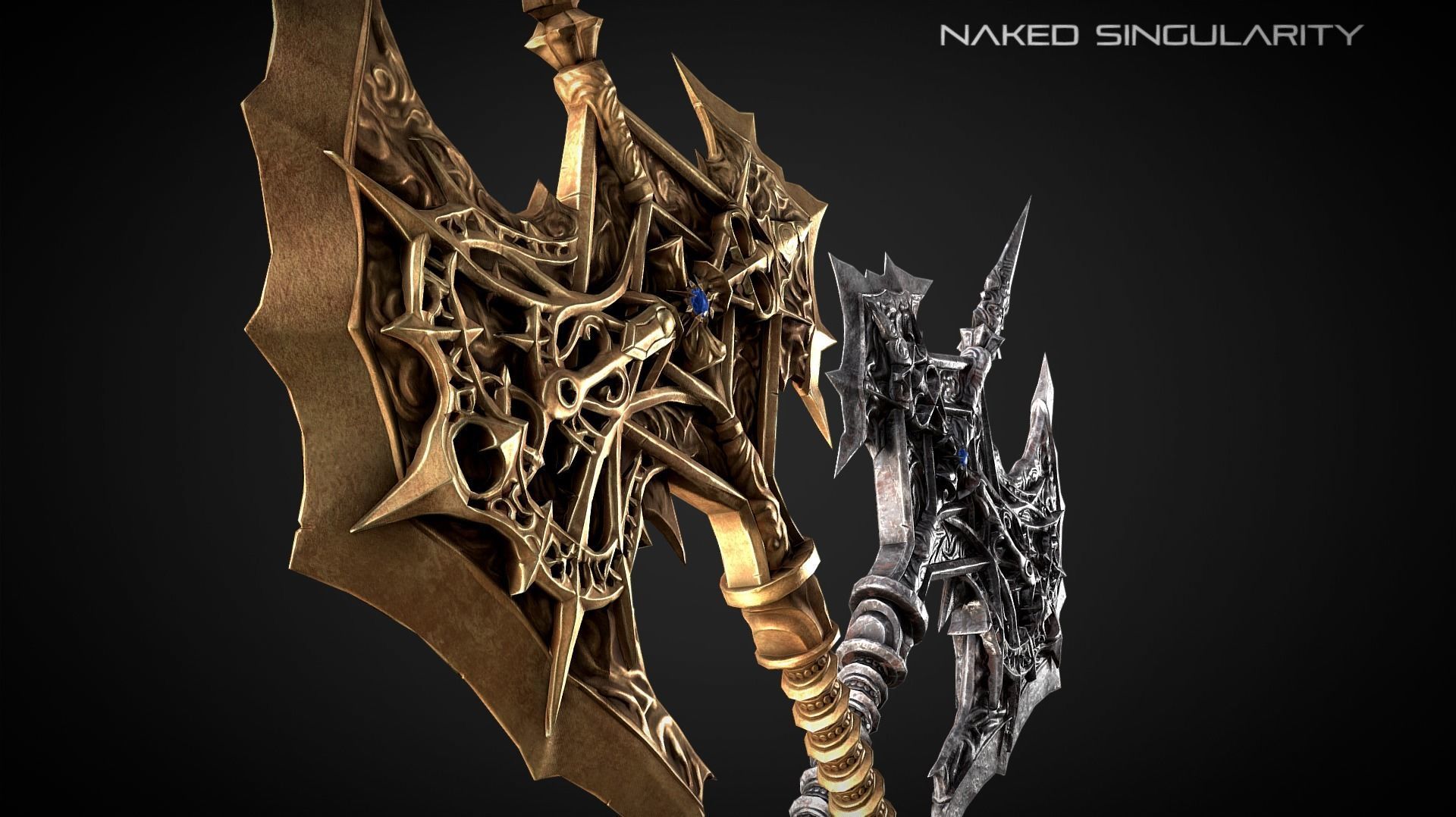 Divine Halberd Medieval dark fantasy weapon Low-poly 3D model_3