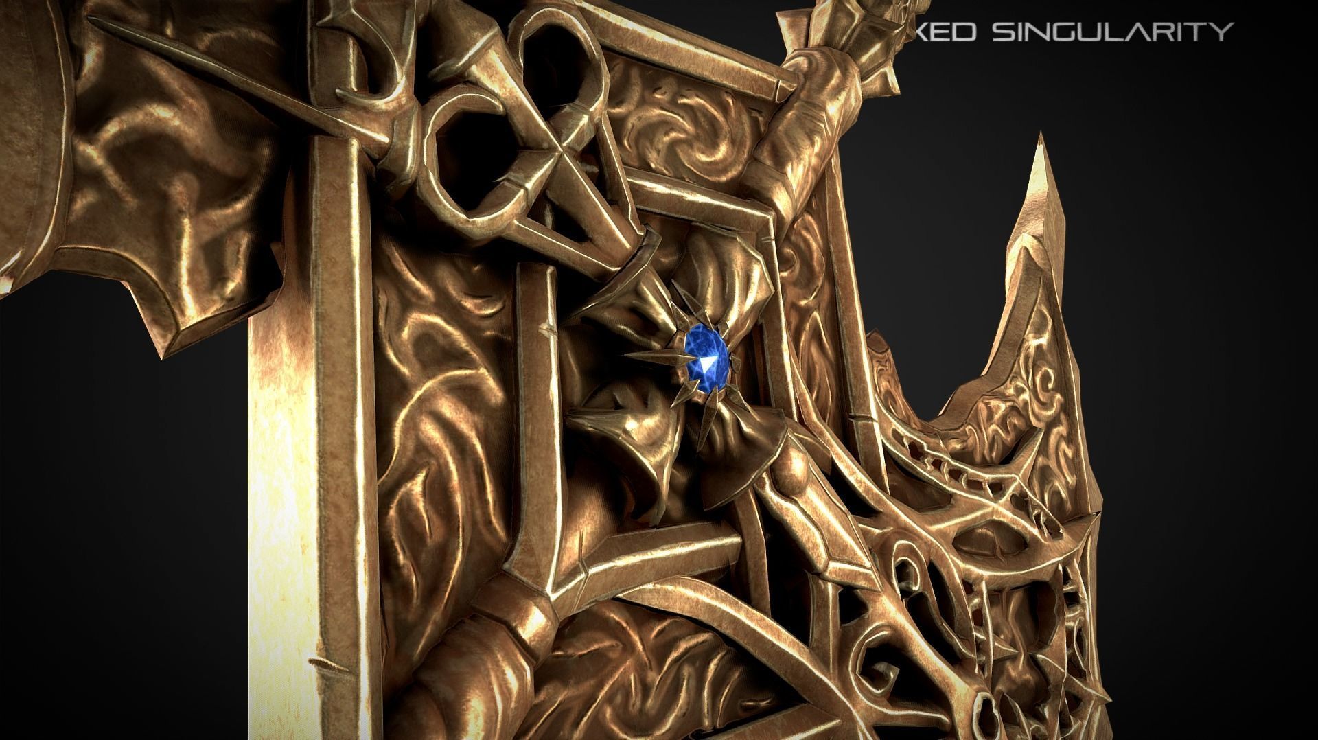 Divine Halberd Medieval dark fantasy weapon Low-poly 3D model_4