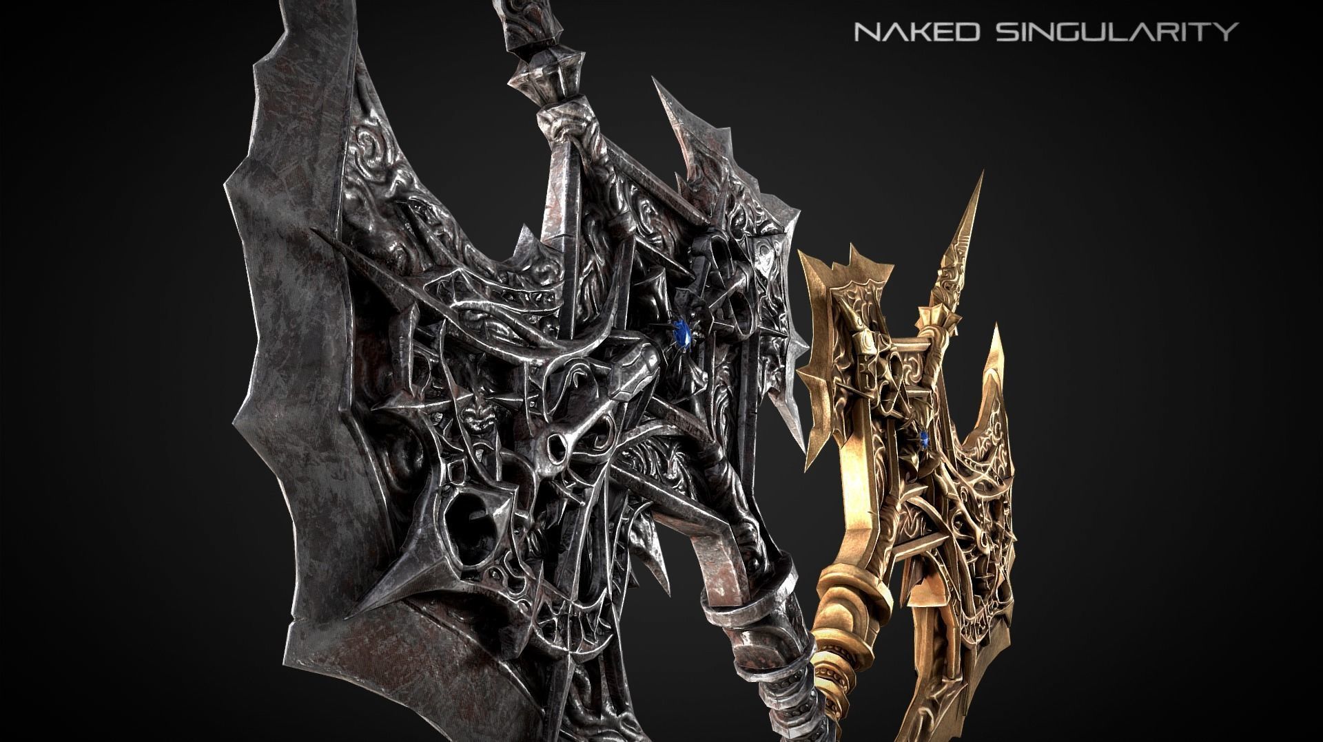 Divine Halberd Medieval dark fantasy weapon Low-poly 3D model_2