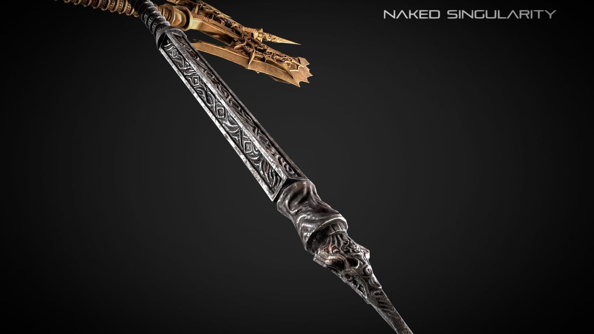 Divine Halberd Medieval dark fantasy weapon Low-poly 3D model_6
