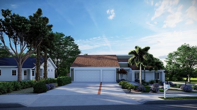 3D Exterior Scene 3D model design garden and landscape 3D model 3