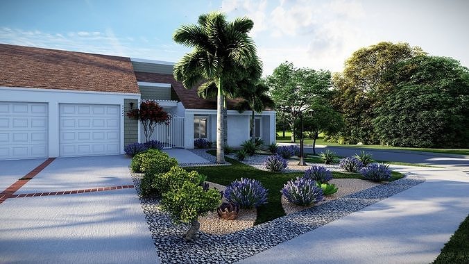3D Exterior Scene 3D model design garden and landscape 3D model 7