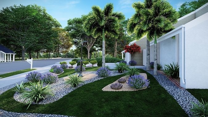 3D Exterior Scene 3D model design garden and landscape 3D model 6