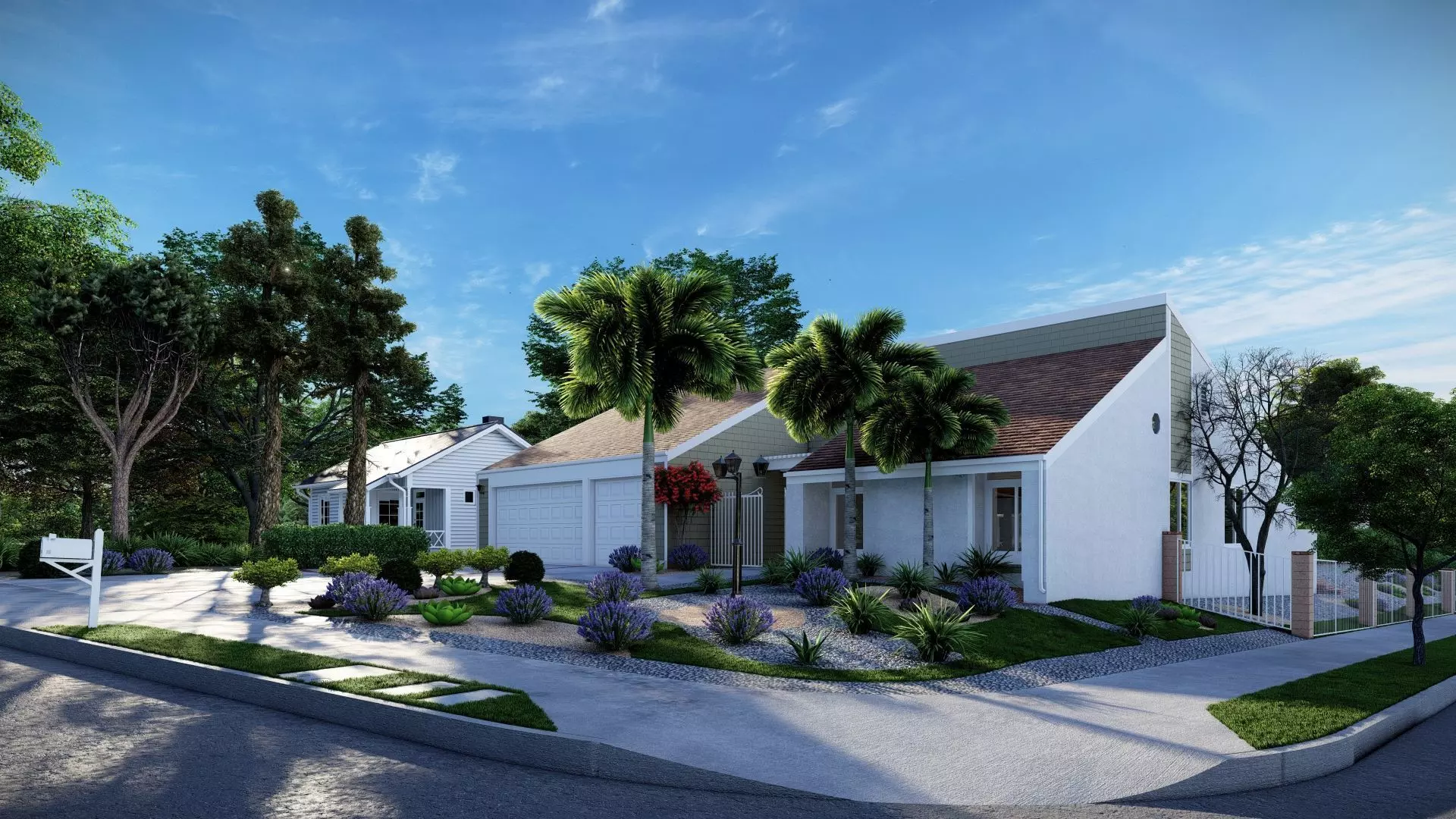 3D Exterior Scene 3D model design garden and landscape 3D model