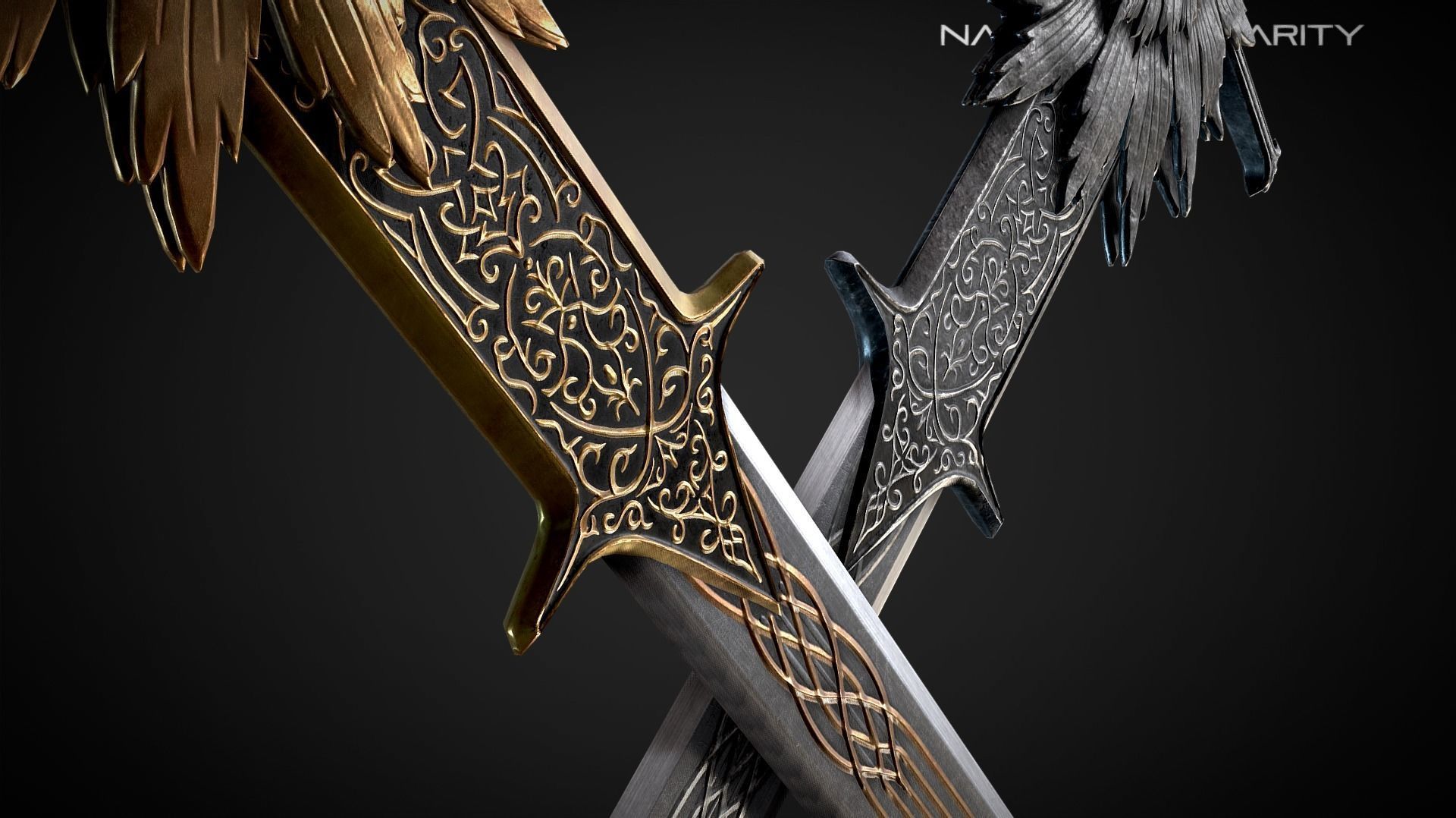 Phoenix Sword Medieval dark fantasy weapon Low-poly 3D model_5