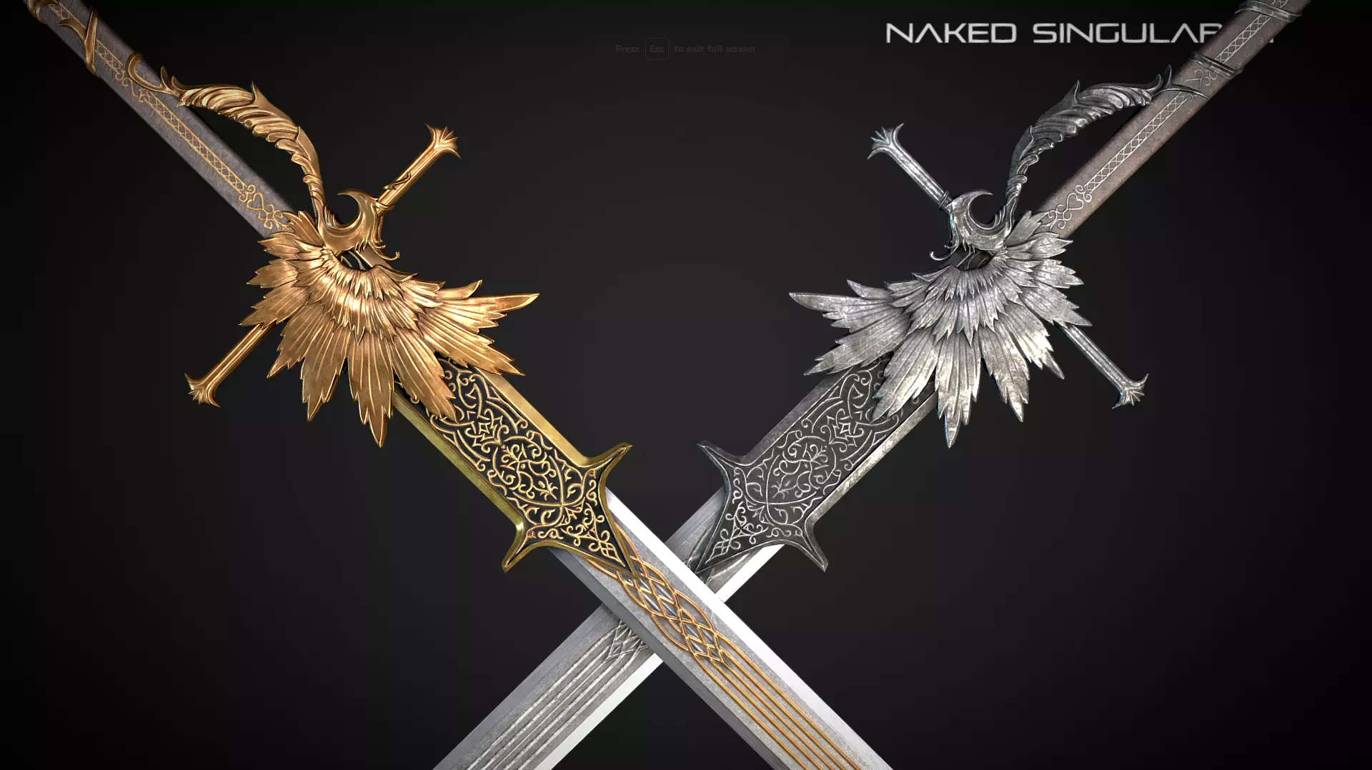 Phoenix Sword Medieval dark fantasy weapon Low-poly 3D model_0