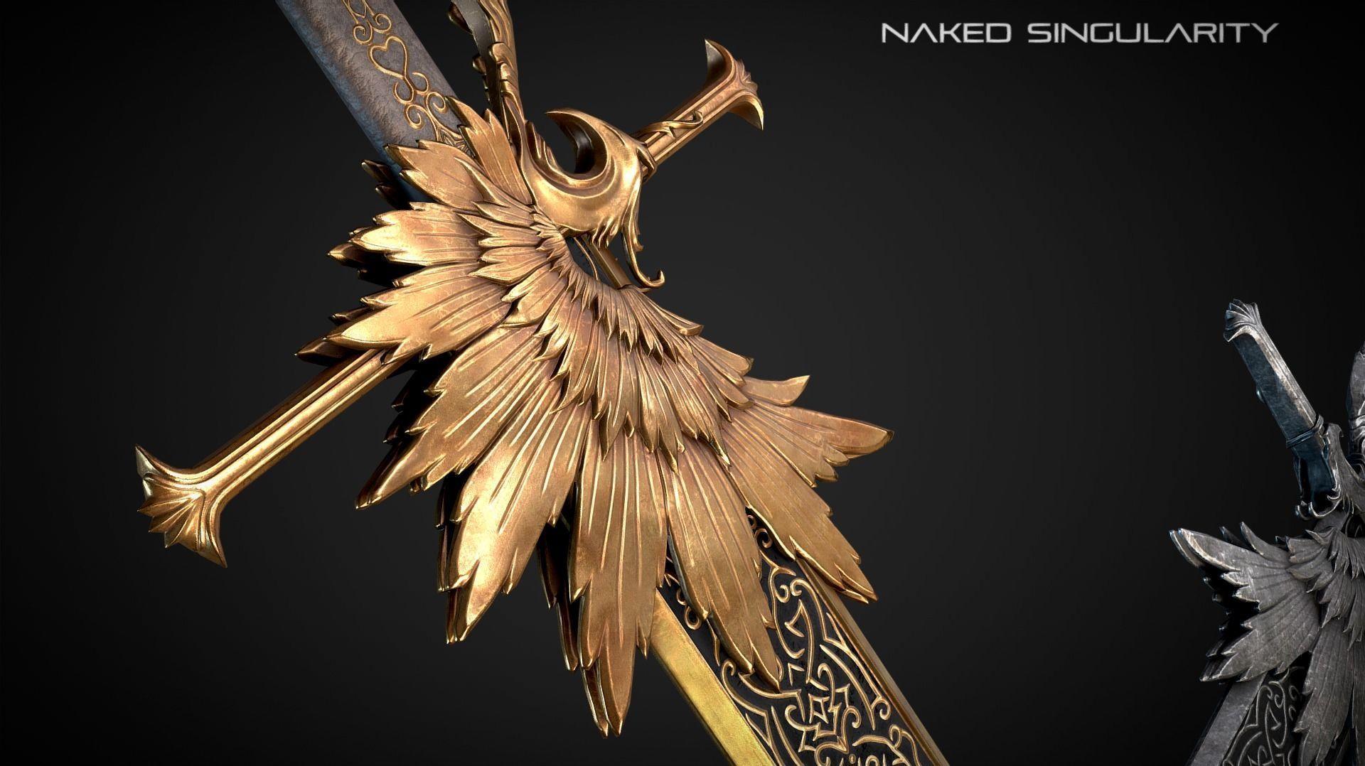 Phoenix Sword Medieval dark fantasy weapon Low-poly 3D model_3