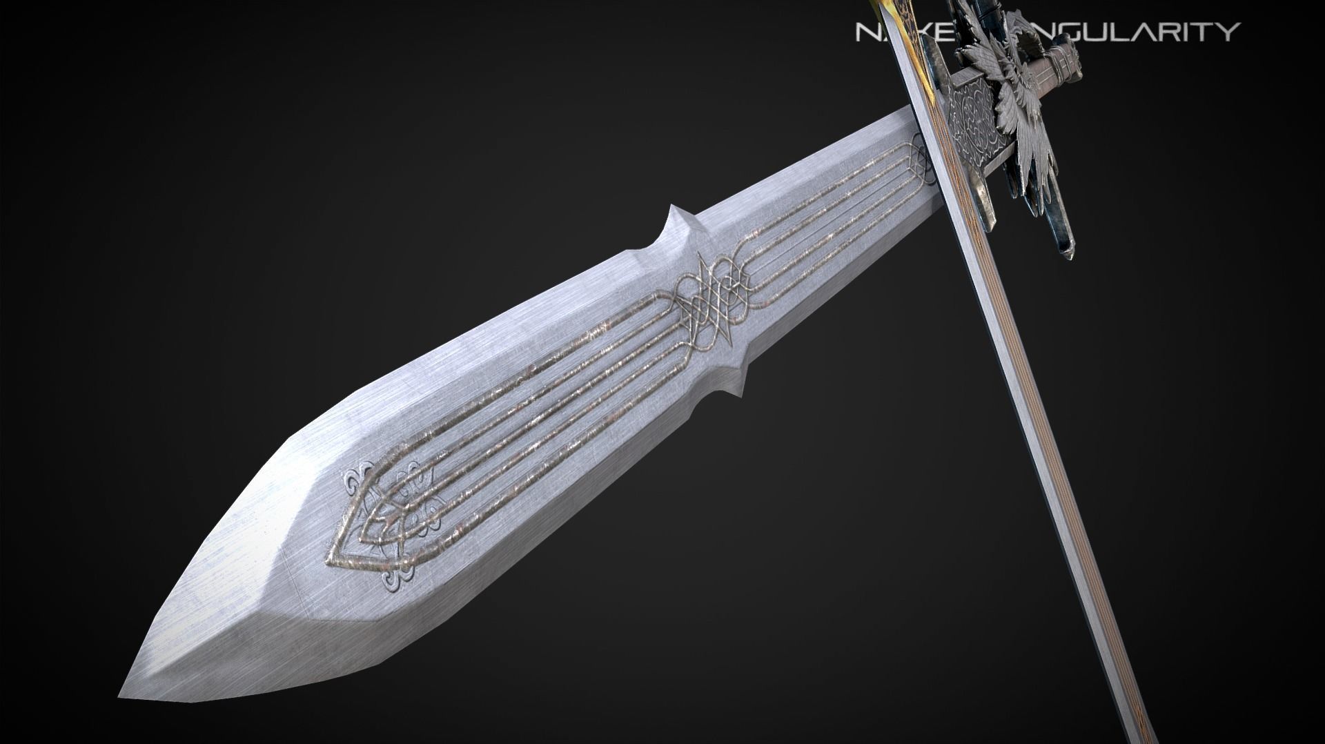 Phoenix Sword Medieval dark fantasy weapon Low-poly 3D model_7