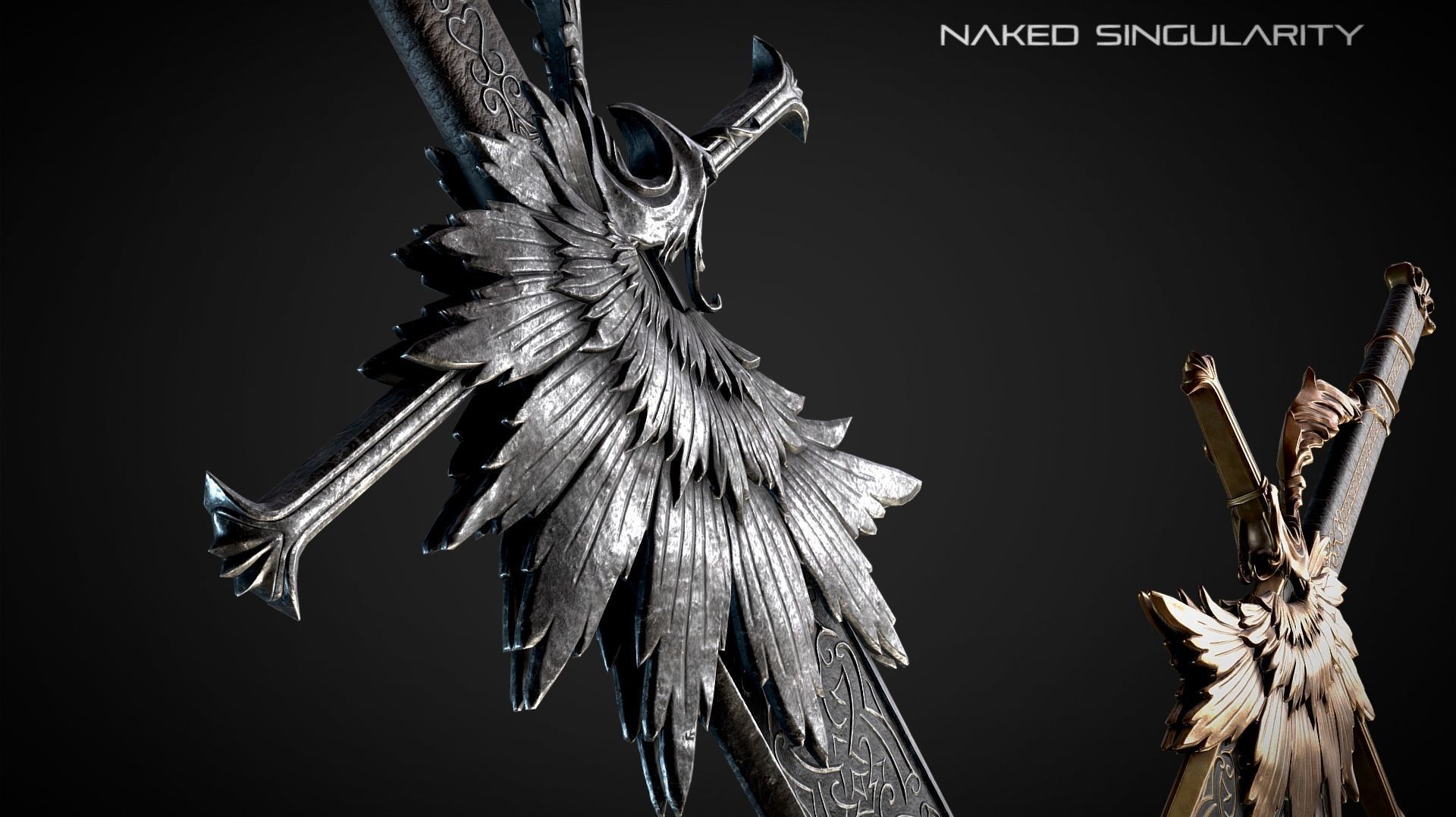 Phoenix Sword Medieval dark fantasy weapon Low-poly 3D model_4